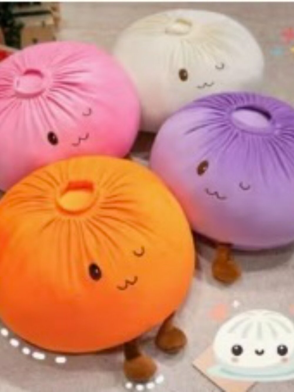 New Adorable Dumpling Stuffed Animals--They come in Orange, Purple, White